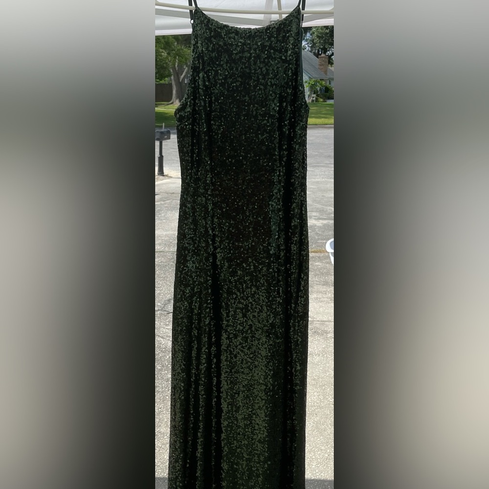 Lulus Medium Sequence Hunter Green Long Dress - image 2